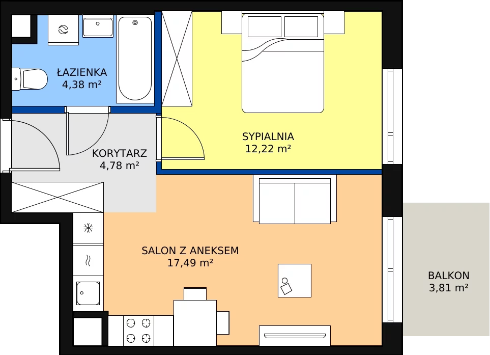 Zalety mieszkania 38.87 m², D/102