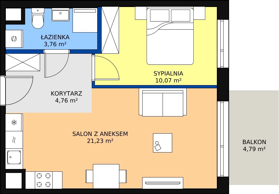 Zalety mieszkania 39.82 m², D/106
