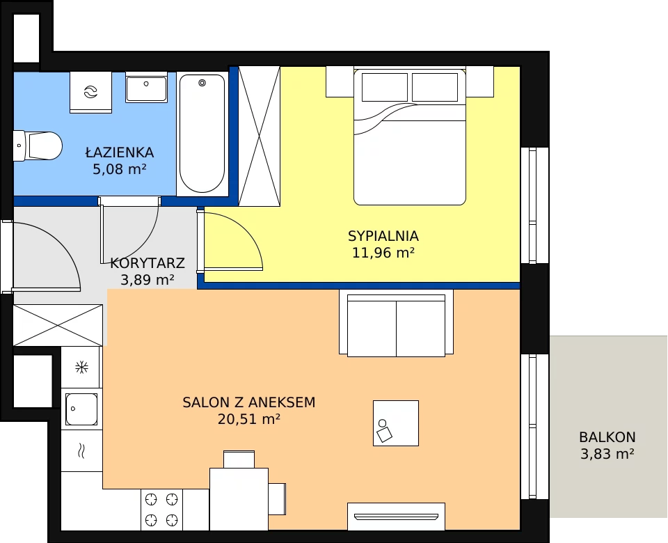 Zalety mieszkania 41.44 m², D/117