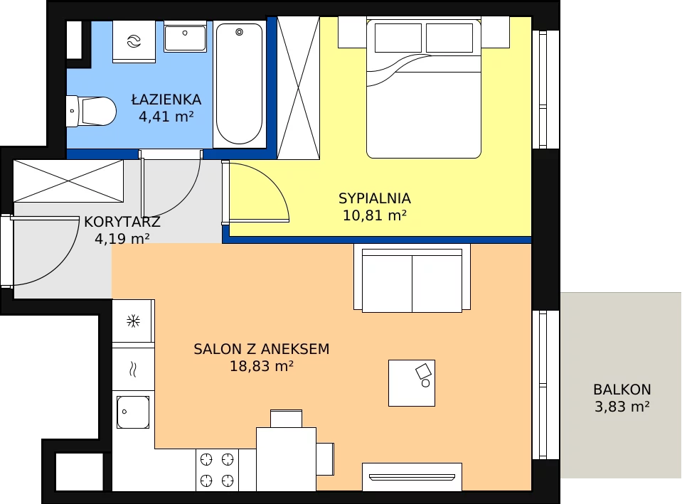 Zalety mieszkania 38.24 m², D/131
