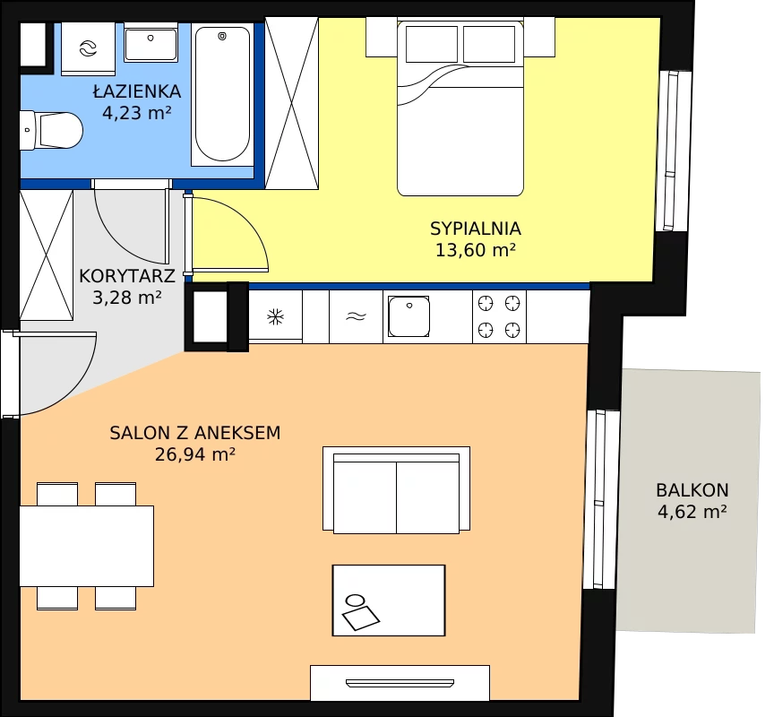 Zalety mieszkania 48.08 m², H/3