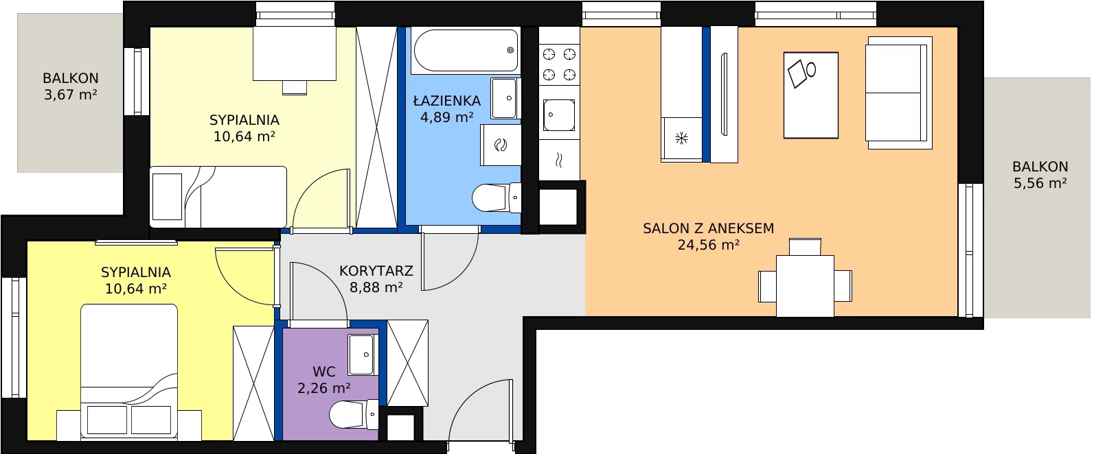 Zalety mieszkania 62.04 m², J/2