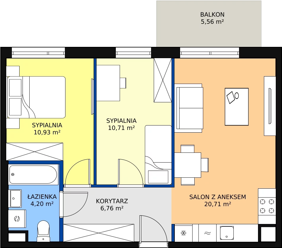Zalety mieszkania 53.31 m², J/3