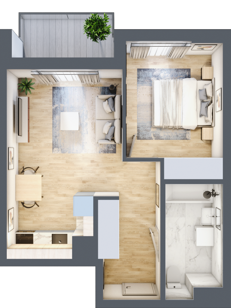 Mieszkanie 41,29 m², piętro 1, oferta nr C/12, Osiedle Urbino 1.3, Warszawa, Włochy, Raków, ul. Równoległa 16