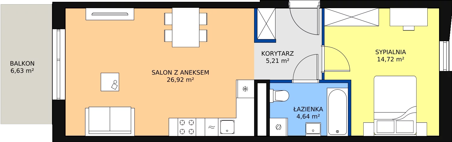 Zalety mieszkania 51.49 m², A/10