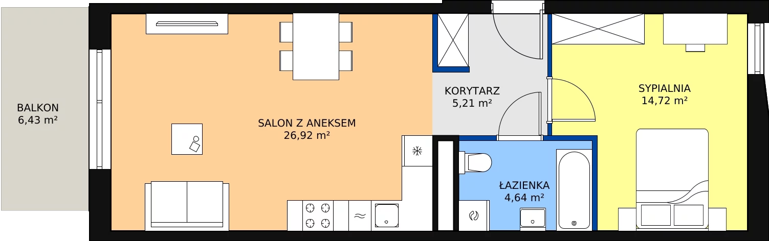 Zalety mieszkania 51.49 m², A/13