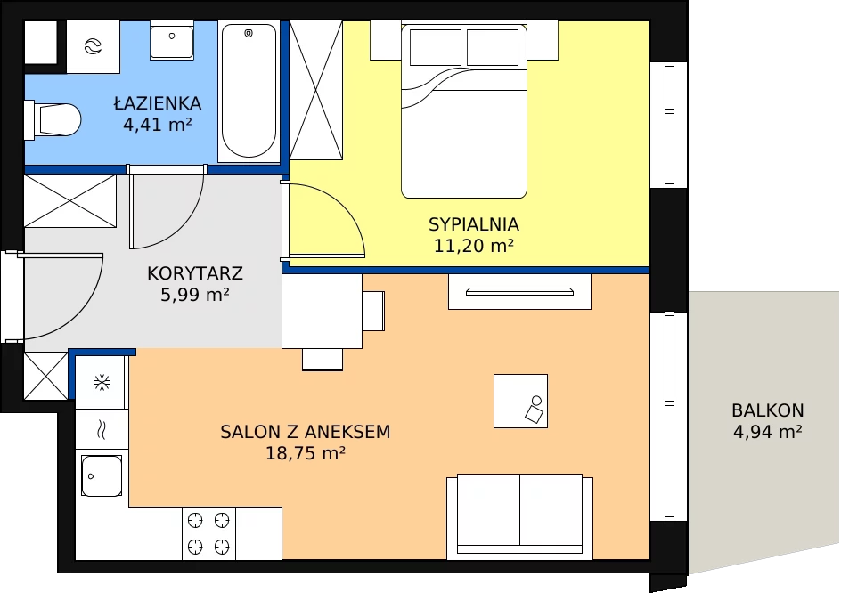 Zalety mieszkania 40.35 m², A/16