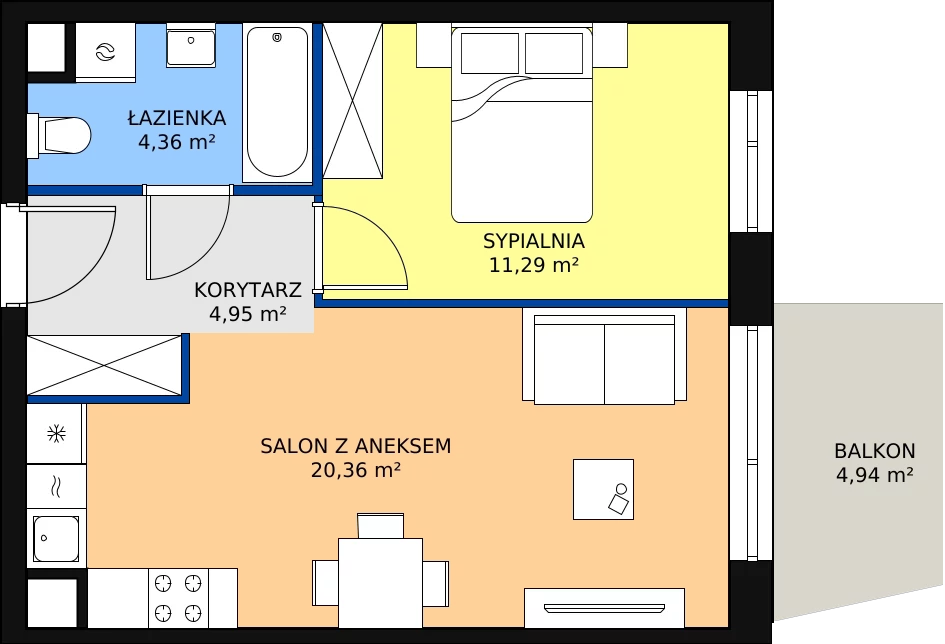 Zalety mieszkania 40.96 m², A/17