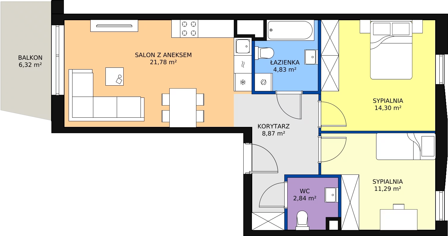 Zalety mieszkania 63.91 m², A/51