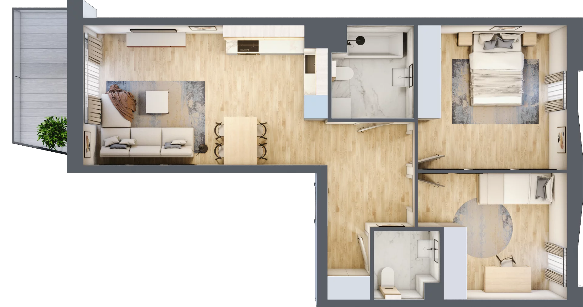 3 pokoje, mieszkanie 63,91 m², piętro 4, oferta nr A/51, Osiedle Górka Narodowa etap 5, Kraków, Prądnik Biały, Górka Narodowa, ul. Papierni Prądnickich