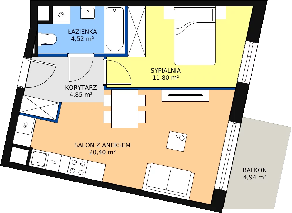 Zalety mieszkania 41.57 m², A/54