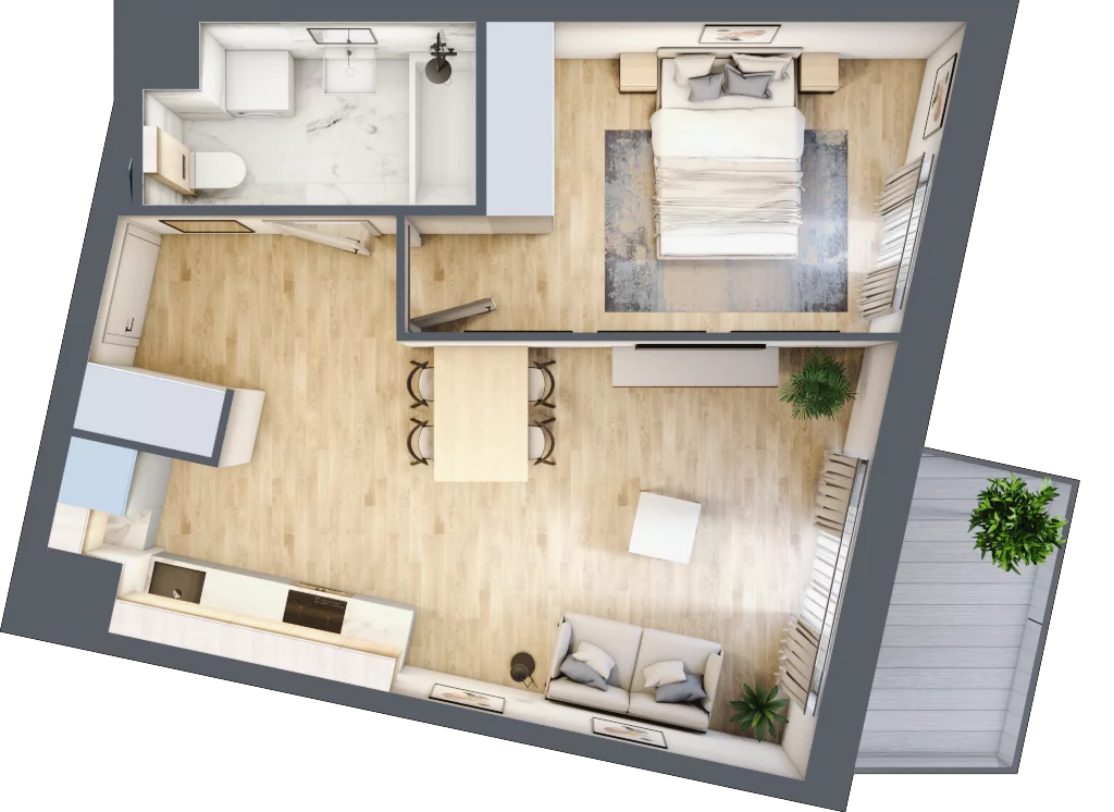 2 pokoje, mieszkanie 41,57 m², piętro 4, oferta nr A/54, Osiedle Górka Narodowa etap 5, Kraków, Prądnik Biały, Górka Narodowa, ul. Papierni Prądnickich