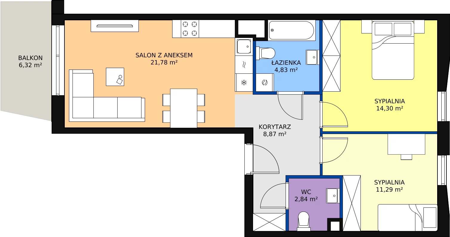 Zalety mieszkania 63.91 m², A/61