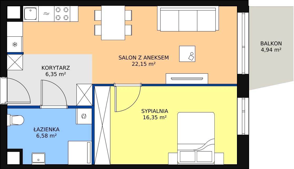 Zalety mieszkania 51.43 m², B/2