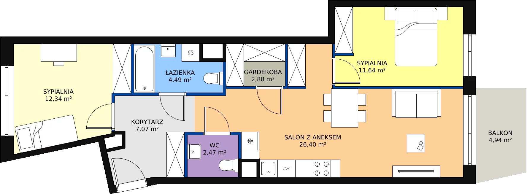 Zalety mieszkania 67.29 m², B/18