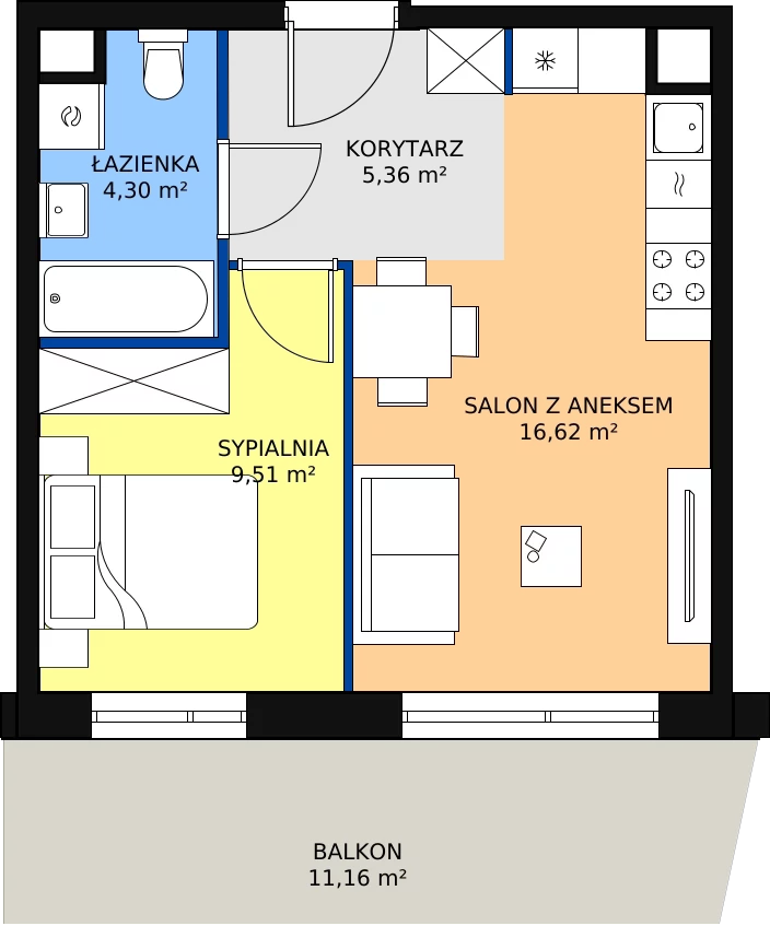 Zalety mieszkania 35.79 m², B/20
