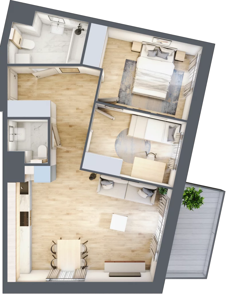 3 pokoje, mieszkanie 55,39 m², piętro 3, oferta nr B/31, Osiedle Górka Narodowa etap 5, Kraków, Prądnik Biały, Górka Narodowa, ul. Papierni Prądnickich