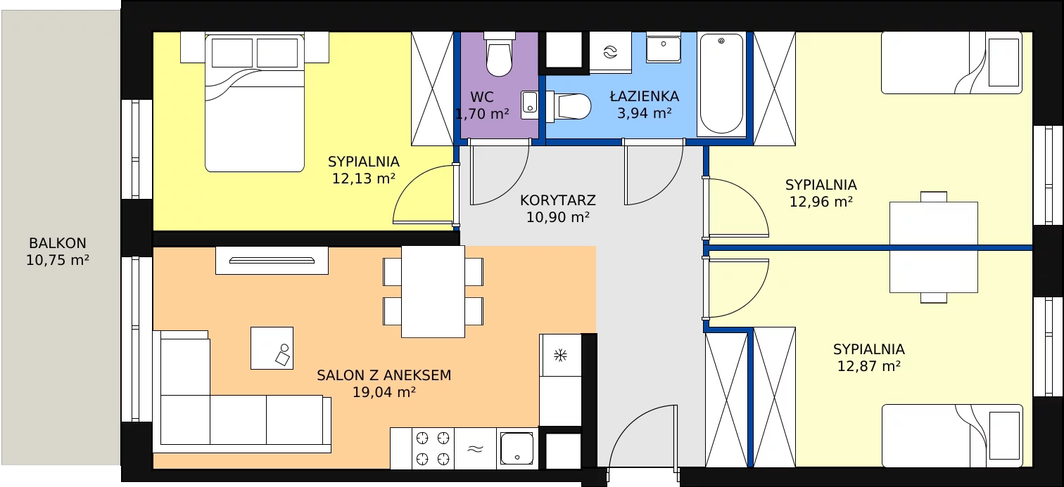 Zalety mieszkania 73.54 m², B/25