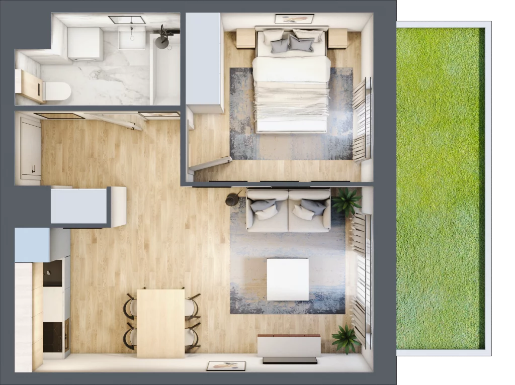 2 pokoje, mieszkanie 37,37 m², parter, oferta nr C/2, Osiedle Górka Narodowa etap 5, Kraków, Prądnik Biały, Górka Narodowa, ul. Papierni Prądnickich