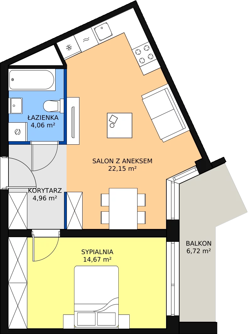 Zalety mieszkania 45.84 m², C/40