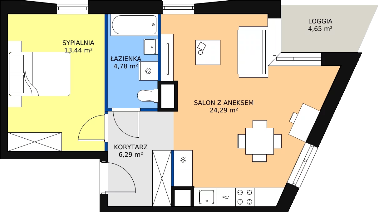 Zalety mieszkania 48.8 m², C/49