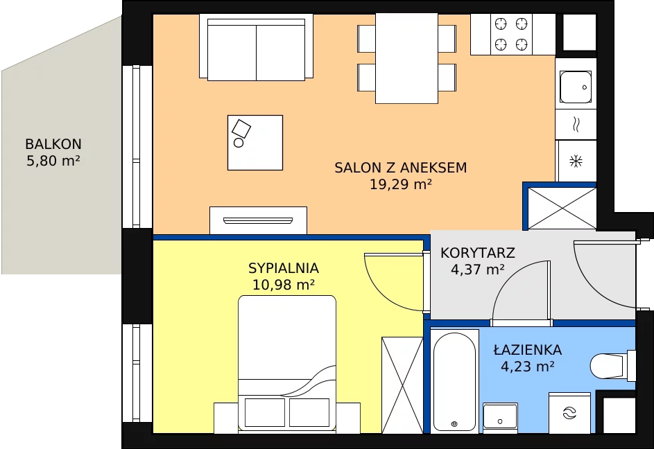 Zalety mieszkania 38.87 m², C/37