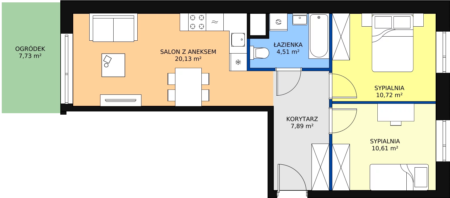 Zalety mieszkania 53.86 m², D/1