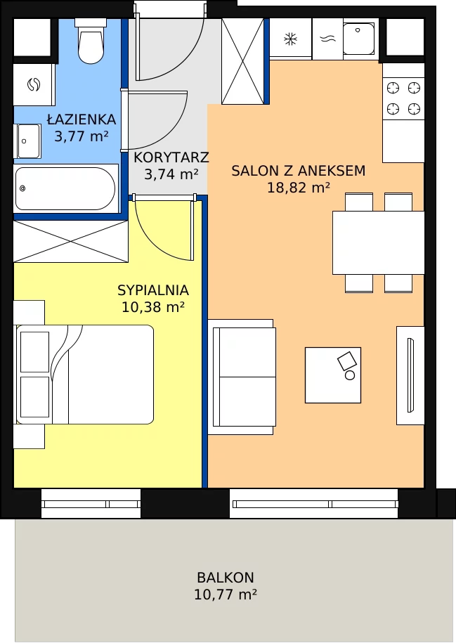Zalety mieszkania 36.71 m², D/10