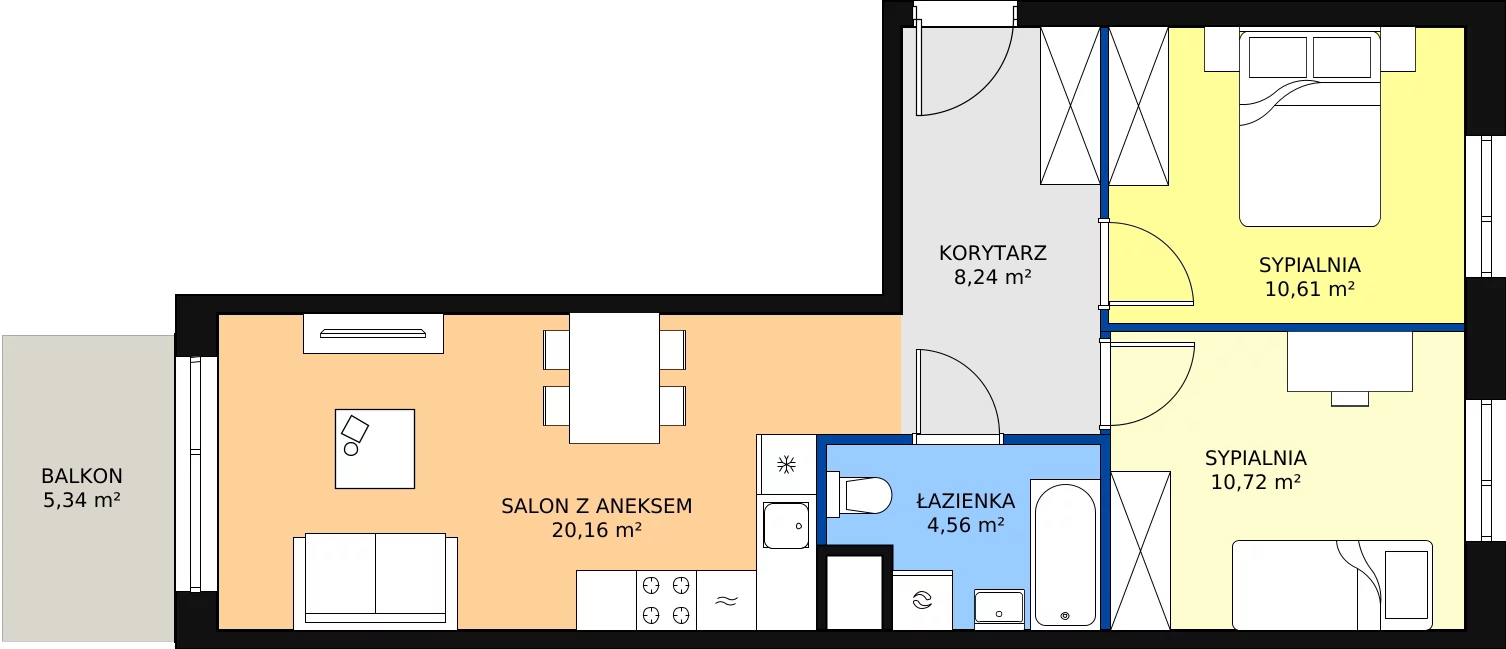 Zalety mieszkania 54.29 m², D/15