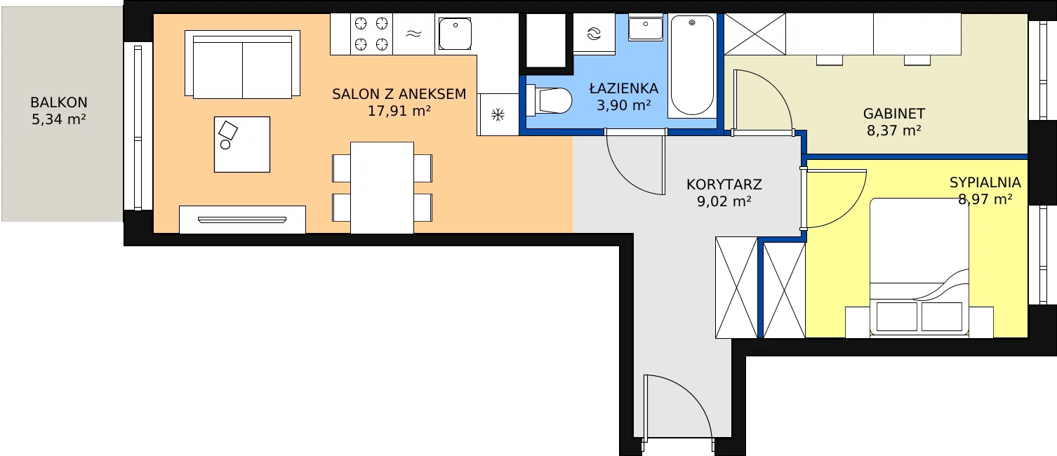 Zalety mieszkania 48.17 m², D/30