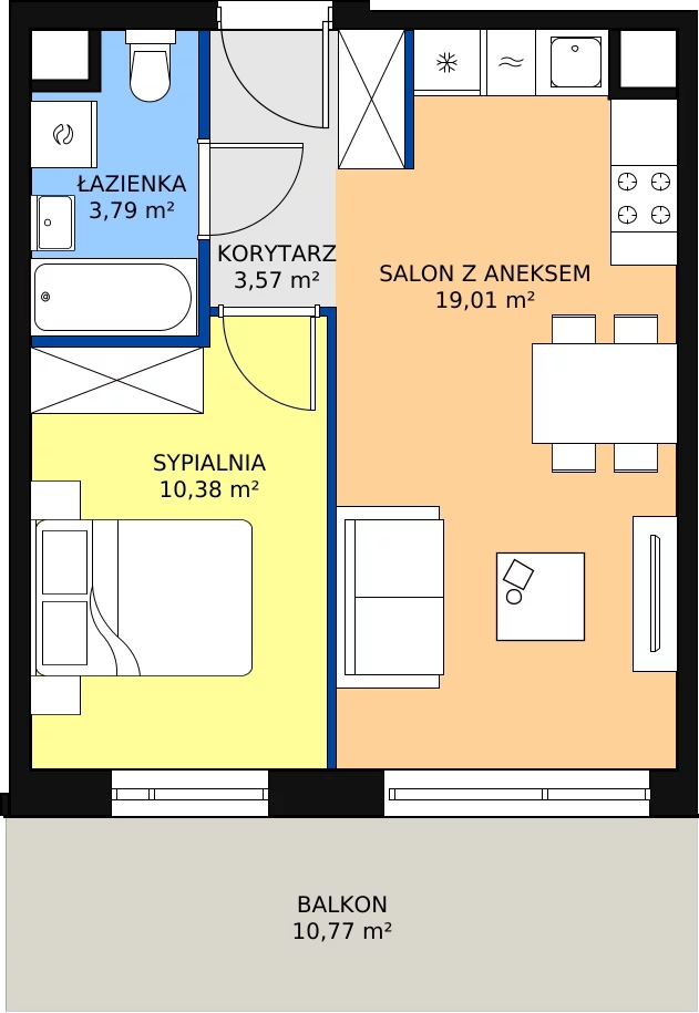Zalety mieszkania 36.75 m², D/32