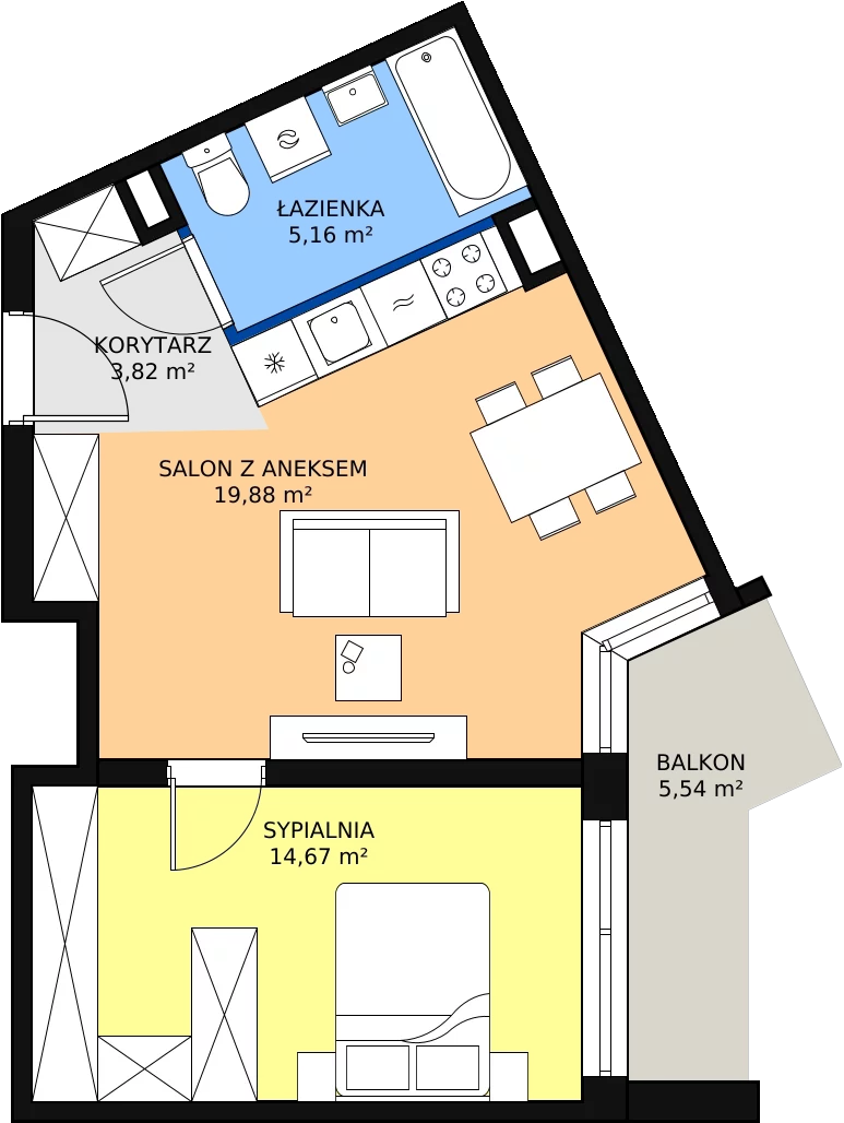 Zalety mieszkania 43.53 m², E/2