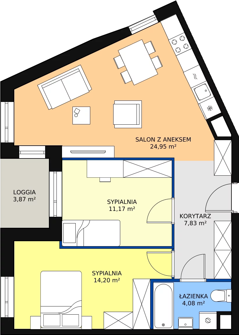 Zalety mieszkania 62.23 m², E/14