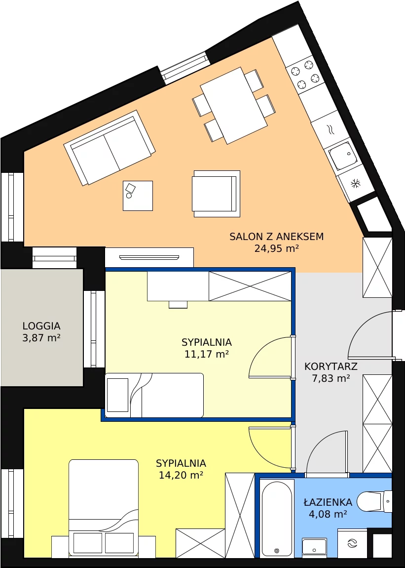 Zalety mieszkania 62.23 m², E/35