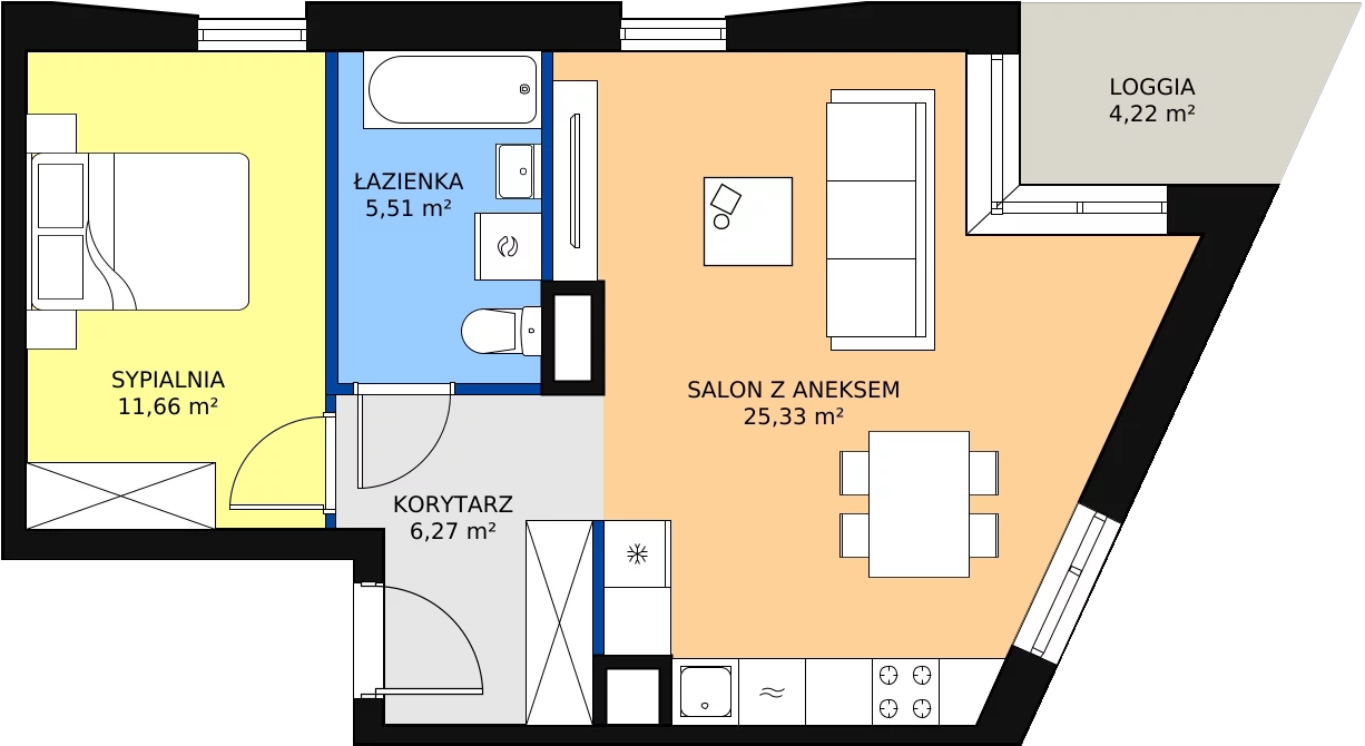 Zalety mieszkania 48.77 m², E/48
