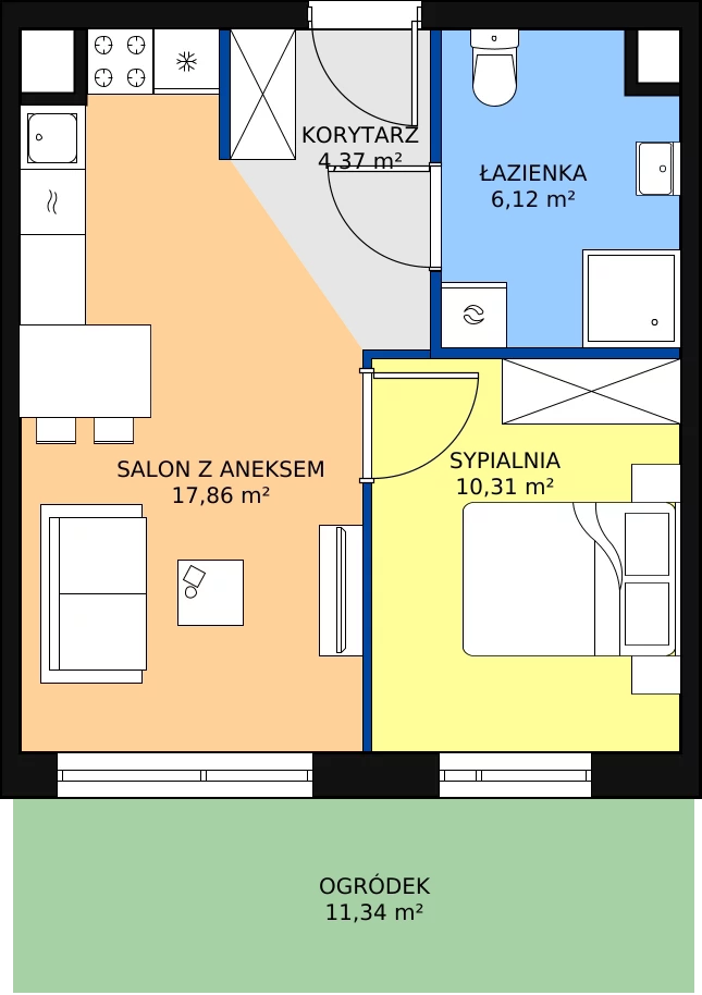 Zalety mieszkania 38.66 m², F/2
