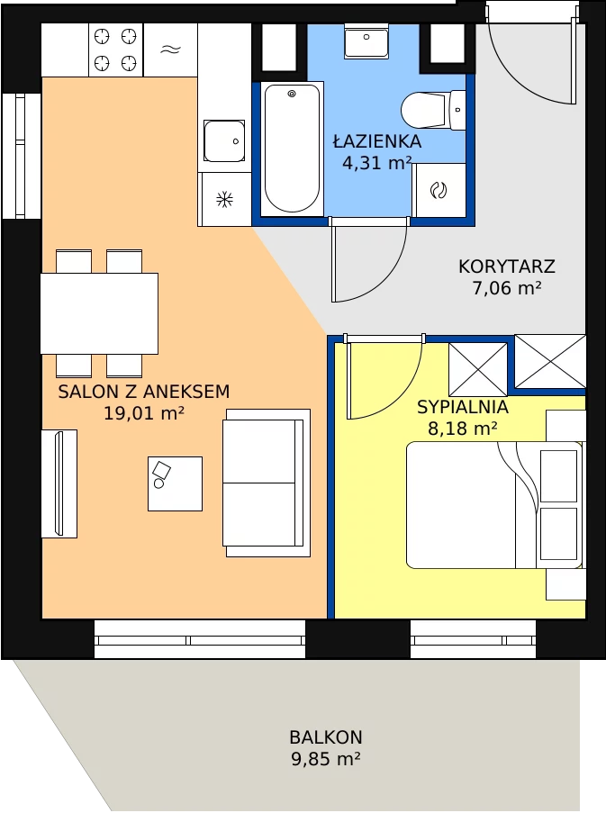 Zalety mieszkania 38.56 m², F/9
