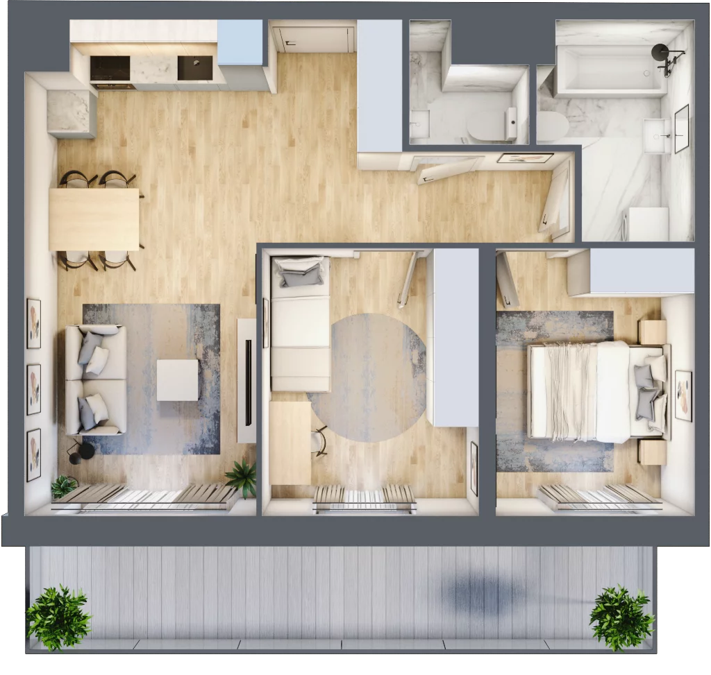 3 pokoje, mieszkanie 56,07 m², piętro 5, oferta nr F/21, Osiedle Górka Narodowa etap 5, Kraków, Prądnik Biały, Górka Narodowa, ul. Papierni Prądnickich