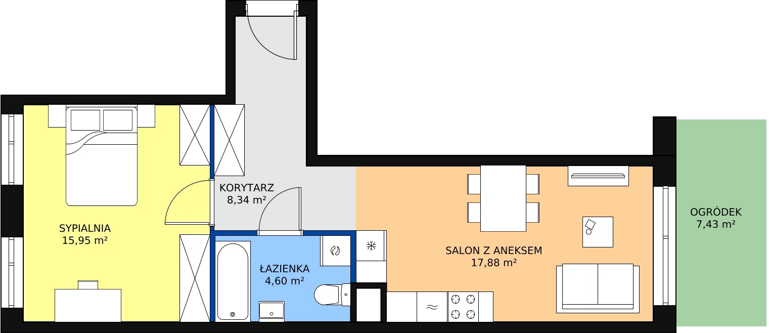 Zalety mieszkania 46.77 m², F/23