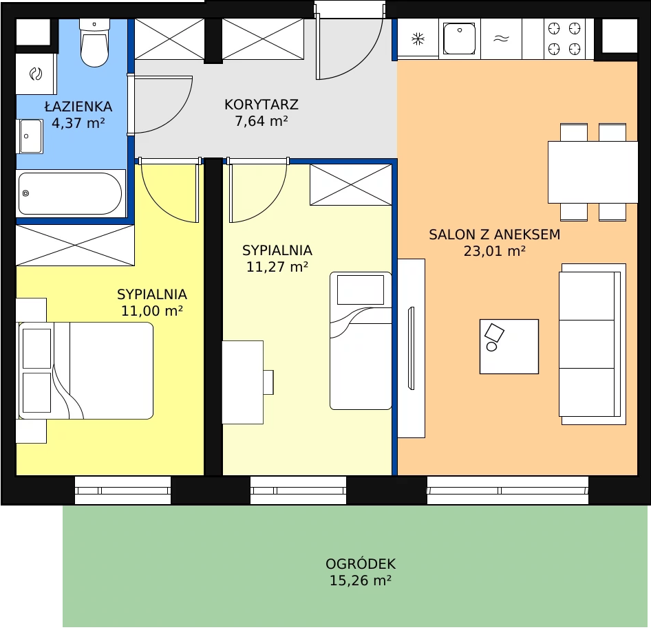 Zalety mieszkania 57.29 m², F/24
