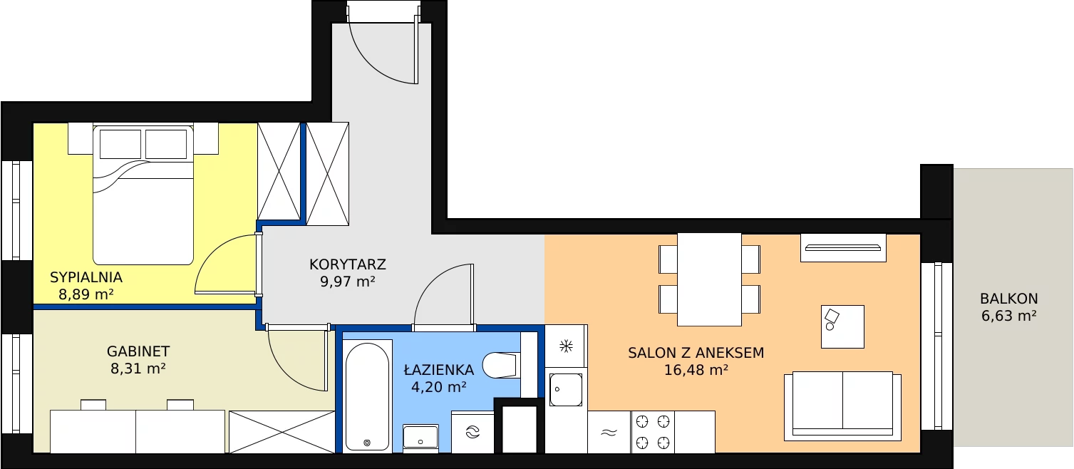 Zalety mieszkania 47.85 m², F/30