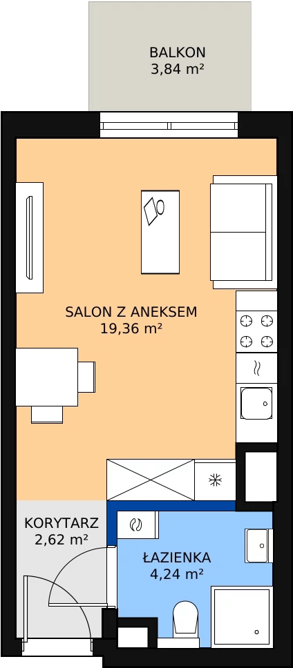 Zalety mieszkania 26.75 m², A/35