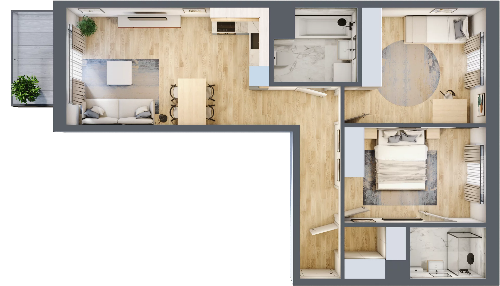 3 pokoje, mieszkanie 67,87 m², piętro 2, oferta nr A/14, Apartamenty Beethovena, Warszawa, Mokotów, Sielce, ul. Dziekońskiego 4