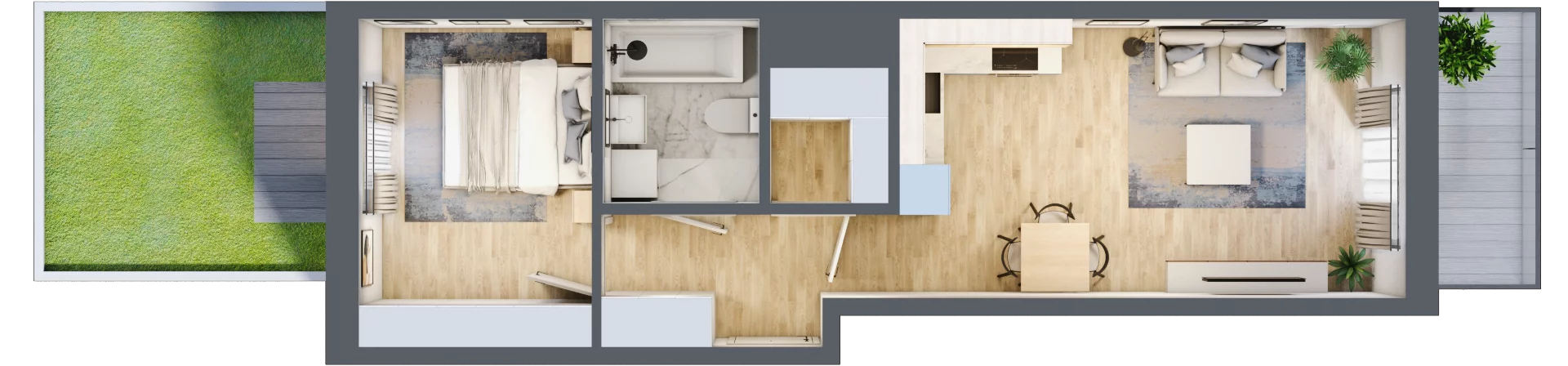 2 pokoje, mieszkanie 44,32 m², parter, oferta nr A/45, Apartamenty Beethovena, Warszawa, Mokotów, Sielce, ul. Dziekońskiego 4