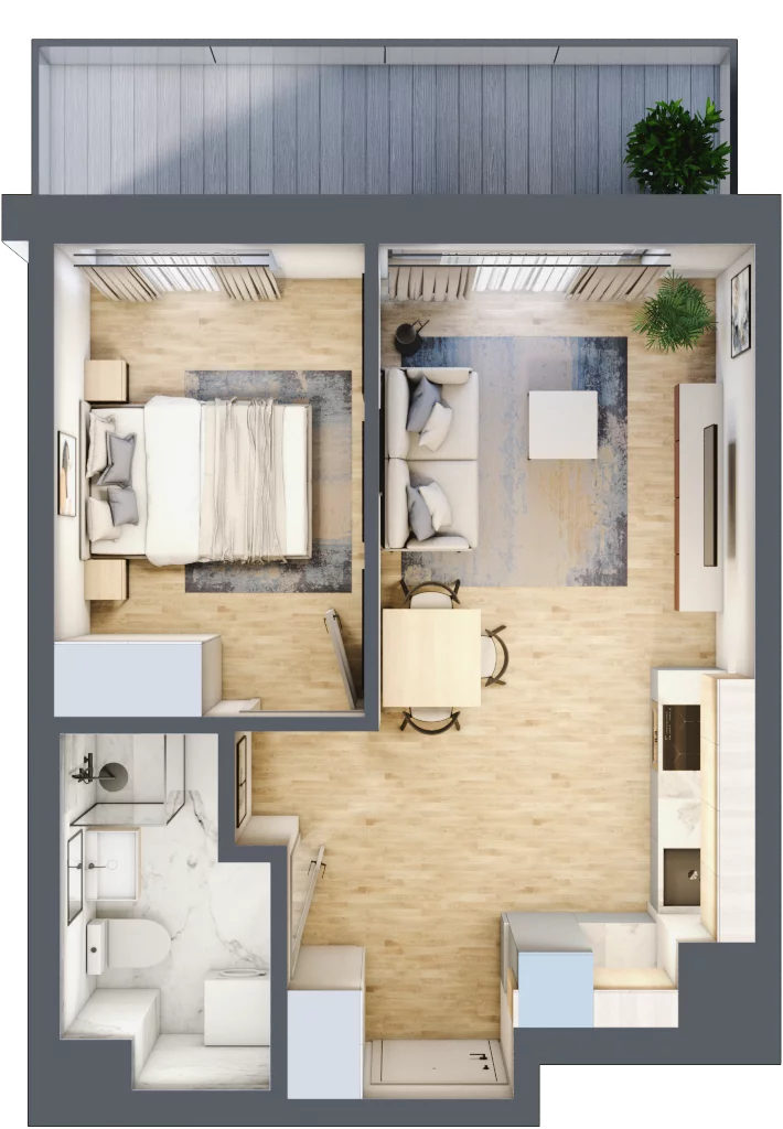 2 pokoje, mieszkanie 35,40 m², parter, oferta nr A/2, Apartamenty Beethovena, Warszawa, Mokotów, Sielce, ul. Dziekońskiego 4