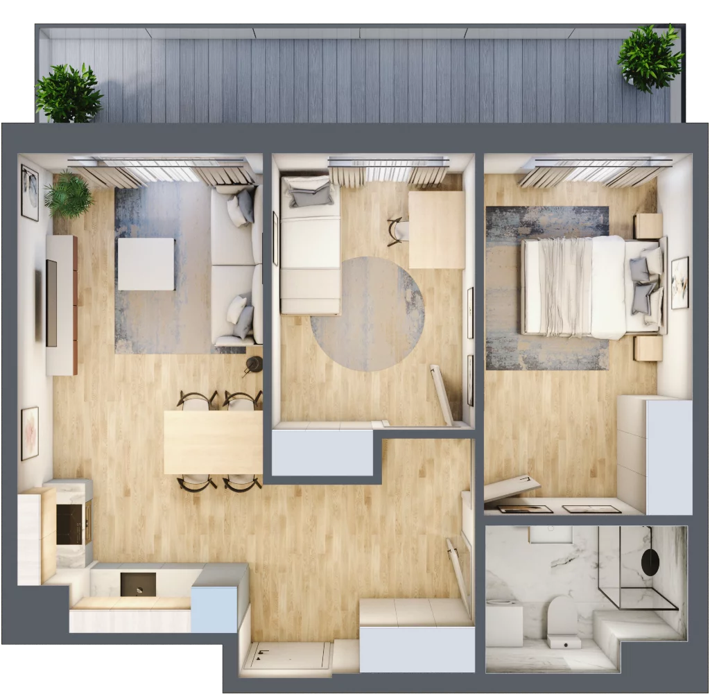 3 pokoje, mieszkanie 55,70 m², parter, oferta nr A/3, Apartamenty Beethovena, Warszawa, Mokotów, Sielce, ul. Dziekońskiego 4