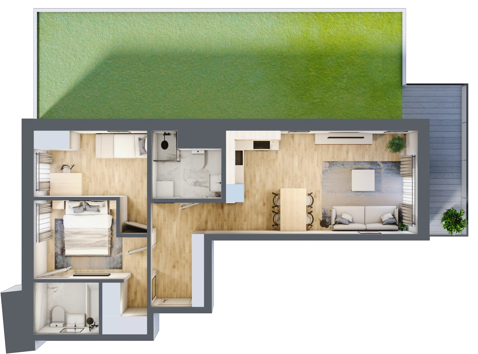 3 pokoje, mieszkanie 57,57 m², parter, oferta nr B/1, Apartamenty Beethovena, Warszawa, Mokotów, Sielce, ul. Dziekońskiego 4