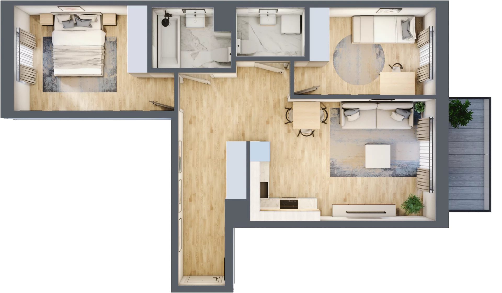 3 pokoje, mieszkanie 65,39 m², piętro 4, oferta nr B/62, Apartamenty Beethovena, Warszawa, Mokotów, Sielce, ul. Dziekońskiego 4