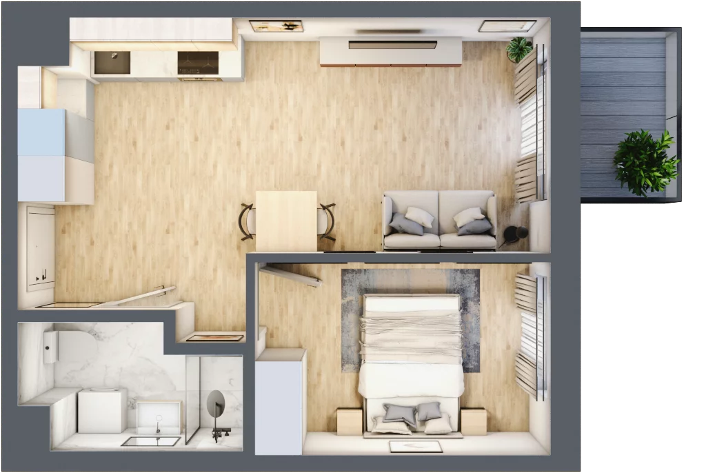 2 pokoje, mieszkanie 36,66 m², piętro 2, oferta nr C/18, Apartamenty Beethovena, Warszawa, Mokotów, Sielce, ul. Dziekońskiego 4