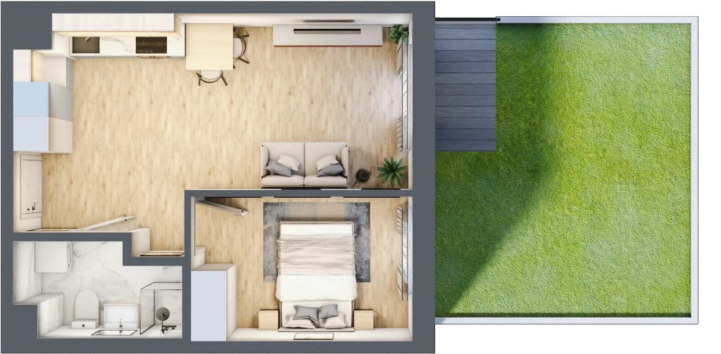 2 pokoje, mieszkanie 36,66 m², parter, oferta nr C/4, Apartamenty Beethovena, Warszawa, Mokotów, Sielce, ul. Dziekońskiego 4